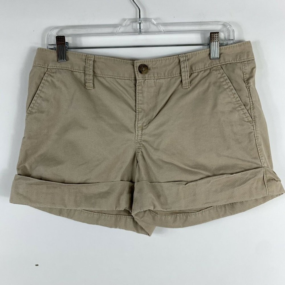 Old Navy Shorts Women's Size 4 Low Rise Khaki Chino Cuffed 100% Cotton Pockets